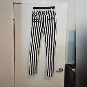Blackheart Hot Topic Blk & White Stripe Skinny Jeans